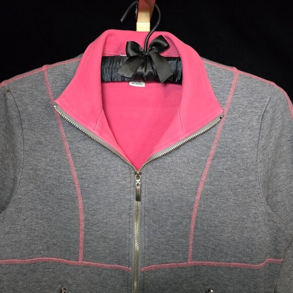 Bloomingdale's Women's Athleisure Jacket in Gray/Pink M - Picture 2 of 9